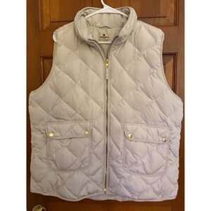 Woolrich Quilted Down Puffer Vest Women XXL Fawn Lined Full-Zip Jacket Outerwear